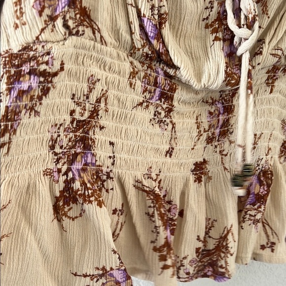 Floral Cream and Purple Women's Top - Picture 7 of 12